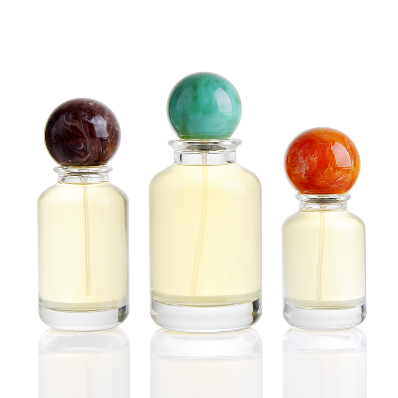 30ml 50ml 100ml Cylinder Glass Perfume Bottle with Unique Ball Cap