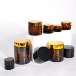 Round Amber Cosmetic Jars 5-500g Empty Glass Cream Jar | Honghua Glass