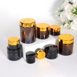 Round Amber Cosmetic Jars 5-500g Empty Glass Cream Jar | Honghua Glass