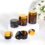 Round Amber Cosmetic Jars 5-500g Empty Glass Cream Jar | Honghua Glass