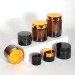 Round Amber Cosmetic Jars 5-500g Empty Glass Cream Jar | Honghua Glass