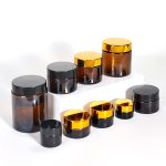 Round Amber Cosmetic Jars 5-500g Empty Glass Cream Jar | Honghua Glass