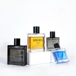 Flat Square Perfume Bottle 50ml 100ml Black Glass Cologne Perfume Spray Bottle | Honghua Glass