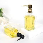 Square Glass Soap Dispenser Bottle With 304 Stainless Steel Pump Antique Design Shampoo Bottle | Honghua Glass