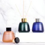 Round Frosted Dark Diffuser Bottle 100ml Colored Glass Reed Diffuser Bottle | Honghua Glass