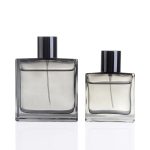 50ml 100ml Luxury Flat Square Premium Gray Glass Perfume Bottle For Men | Honghua Glass