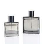 50ml 100ml Luxury Flat Square Premium Gray Glass Perfume Bottle For Men | Honghua Glass