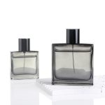 50ml 100ml Luxury Flat Square Premium Gray Glass Perfume Bottle For Men | Honghua Glass