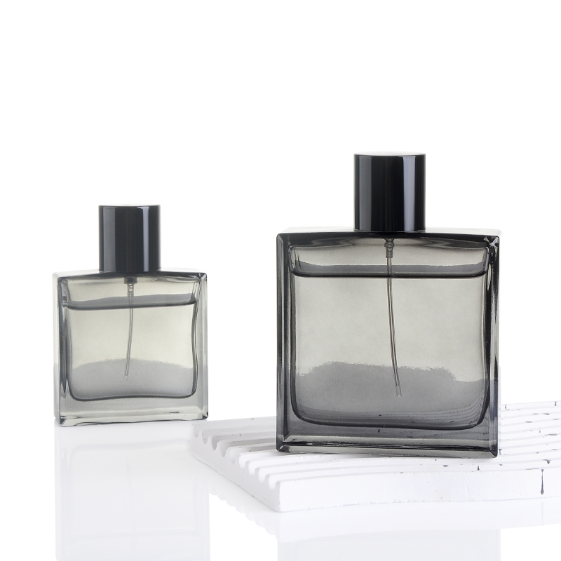 50ml 100ml Luxury Flat Square Premium Gray Glass Perfume Bottle for Men