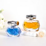 Luxury Polygon Shape Perfume Bottle 30ml 80ml Glass Fragrance Spray Bottle With Bamboo Joint Cap | Honghua Glass