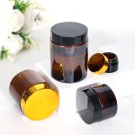 Round Amber Cosmetic Jars 5-500g Empty Glass Cream Jar | Honghua Glass