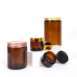 Round Amber Cosmetic Jars 5-500g Empty Glass Cream Jar | Honghua Glass